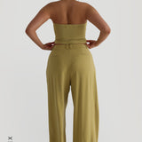 The Ivy Wide-Leg Trousers - Golden Olive