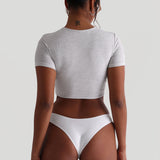 Haut court à manches courtes Mist - Gris chiné clair