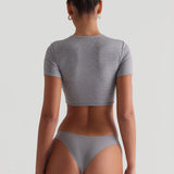 Haut court à manches courtes Mist - Gris chiné