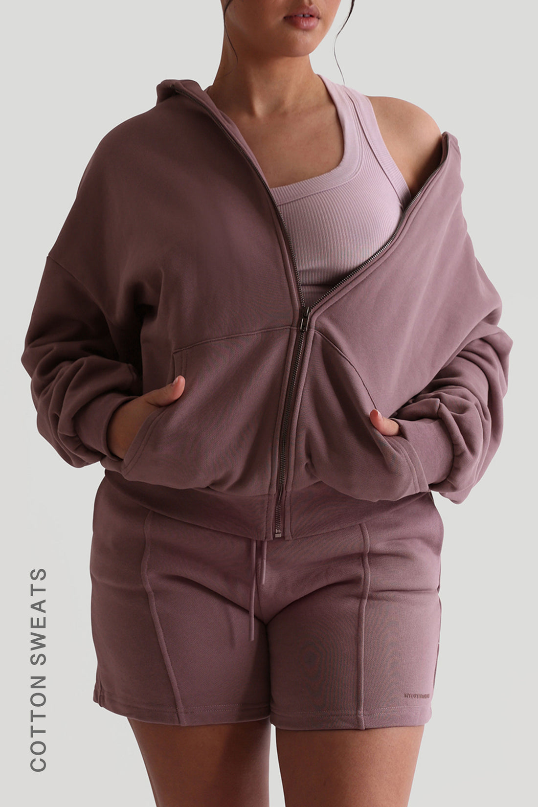 Boyfriend Zip-Up Hoodie - Vintage Purple