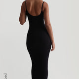Robe longue à enfiler en micro-coton côtelé - Noir