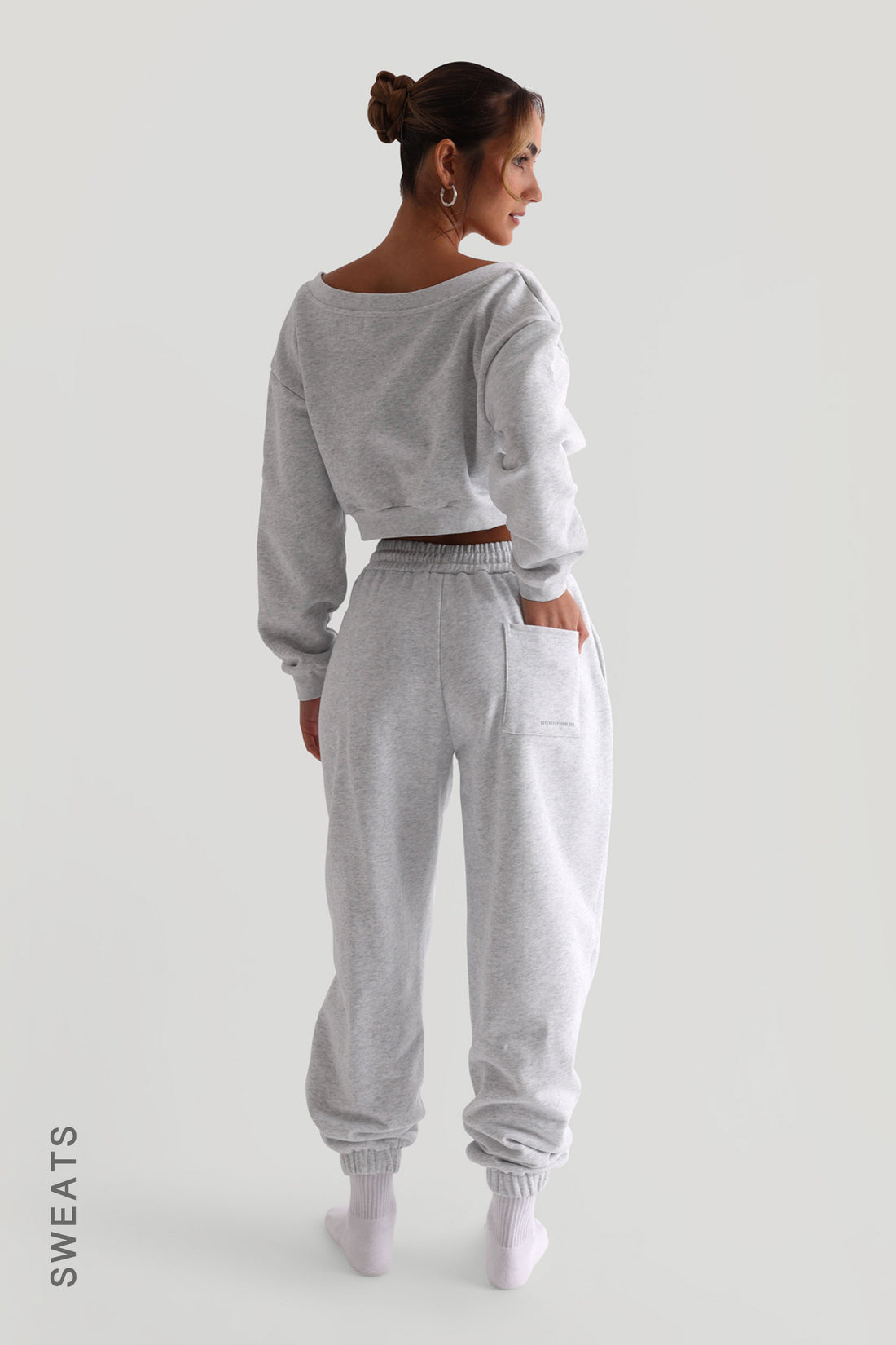 Baggy Fit Structured Sweatpants - Light Heather Gray