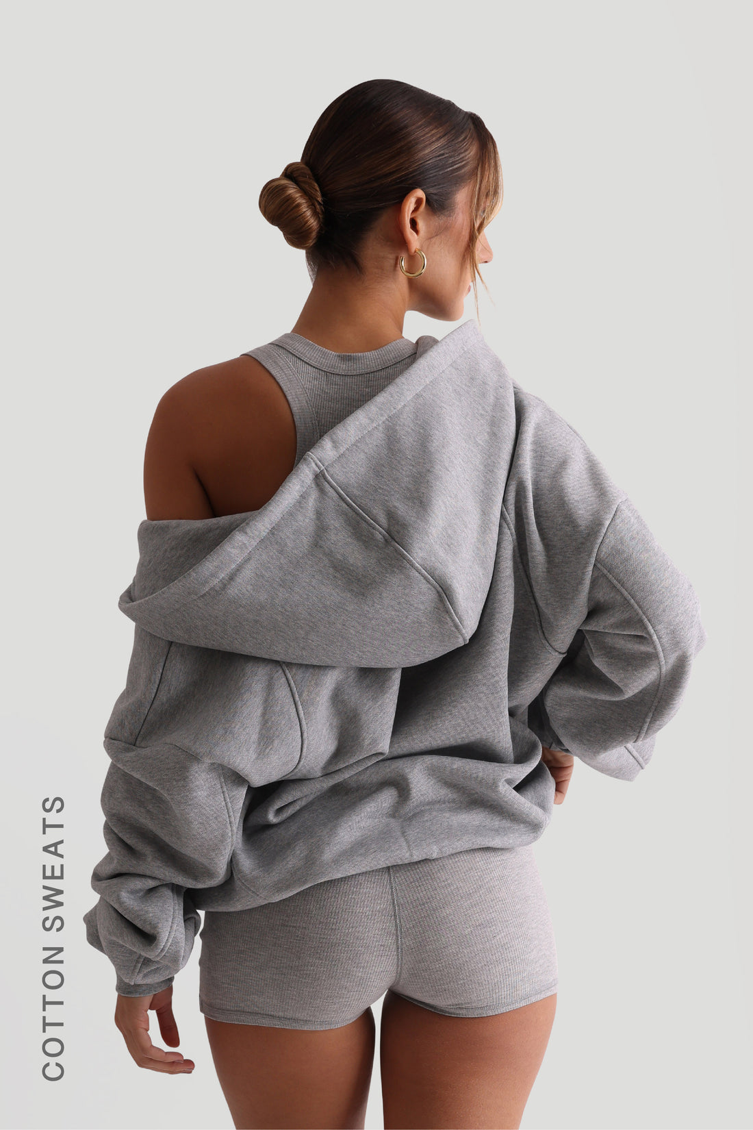 Sweat à capuche zippé Boyfriend - Gris chiné