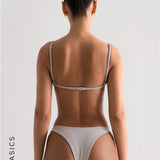 Micro Textured Bikini Top - Light Gray