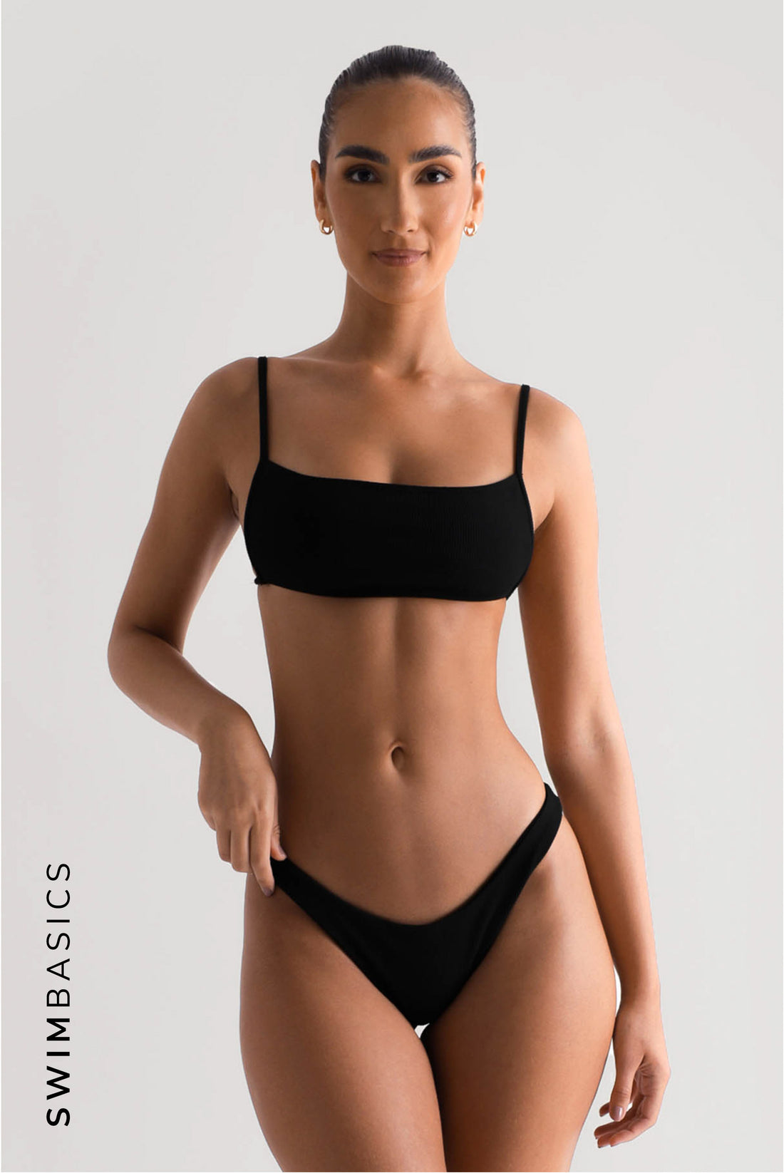 Micro Textured Bikini Top - Black