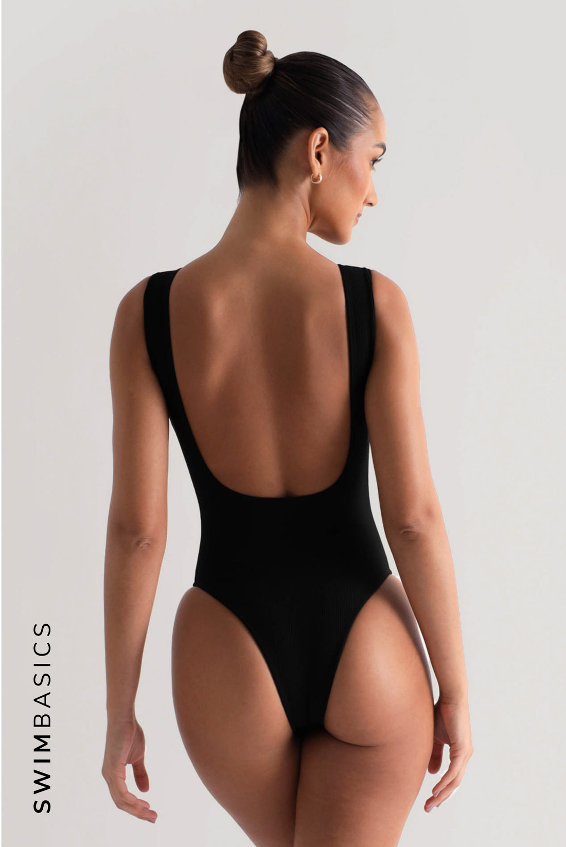 Figure Textured One Piece Swimsuit - Black