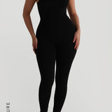 Banded Scoop Neck Jumpsuit - Black