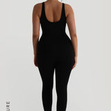 Banded Scoop Neck Jumpsuit - Black