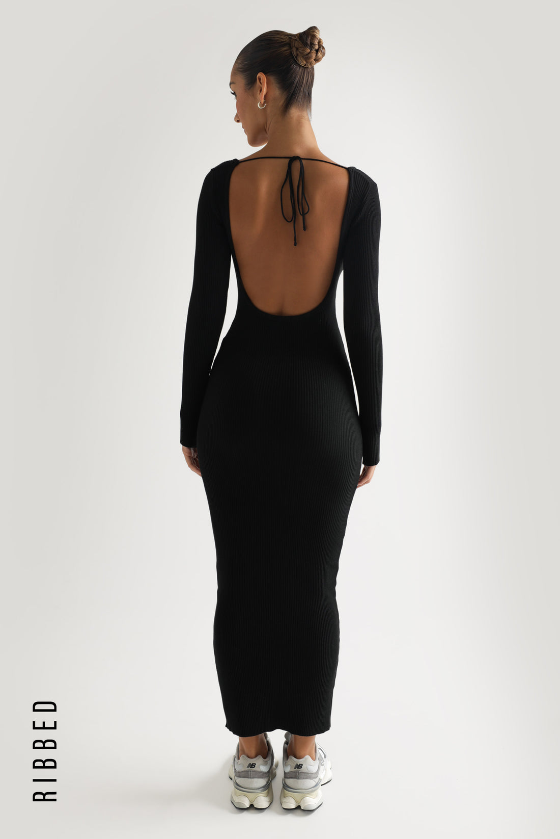 Gaia Ribbed Maxi Dress - Black