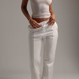 Structured Wide Leg Sweatpants - White