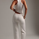 Structured Wide Leg Sweatpants - White