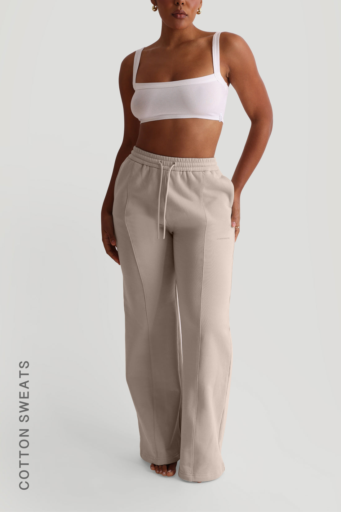 Structured Wide Leg Sweatpants - Buttercream