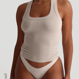 T-Shape Micro-Ribbed Tank Top - Buttercream