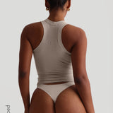 T-Shape Micro-Ribbed Tank Top - Buttercream