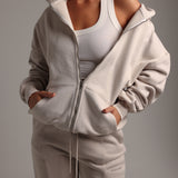 Boyfriend Zip-Up Hoodie - Buttercream