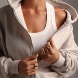 Boyfriend Zip-Up Hoodie - Buttercream
