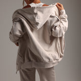 Boyfriend Zip-Up Hoodie - Buttercream