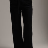 Structured Wide Leg Sweatpants - Black
