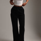 Structured Wide Leg Sweatpants - Black