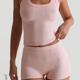 T-Shape Micro-Ribbed Tank Top - Light Rose