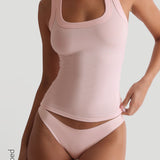 T-Shape Micro-Ribbed Tank Top - Light Rose