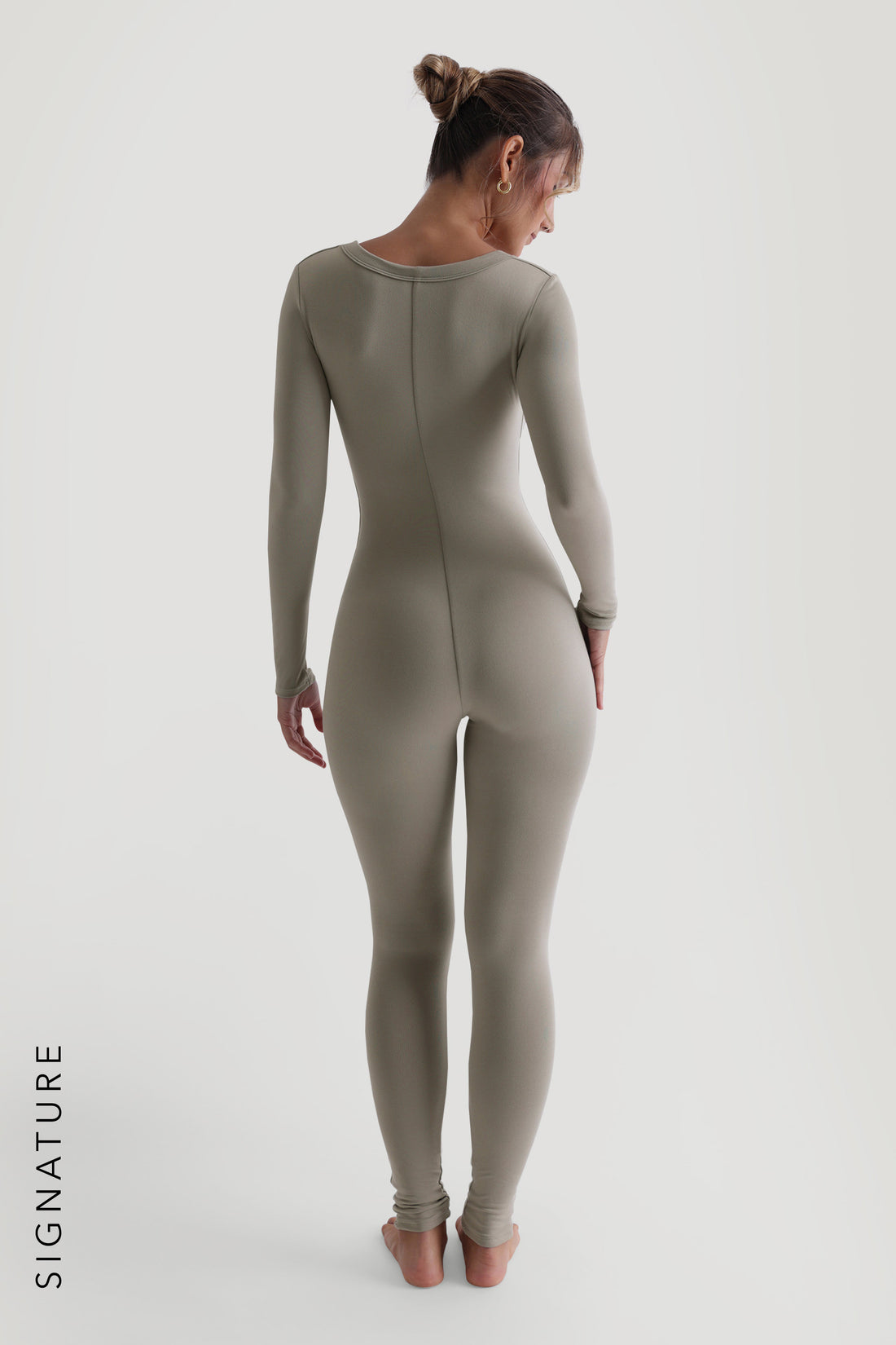 U-Shape Long Sleeve Jumpsuit - Quiet Sage