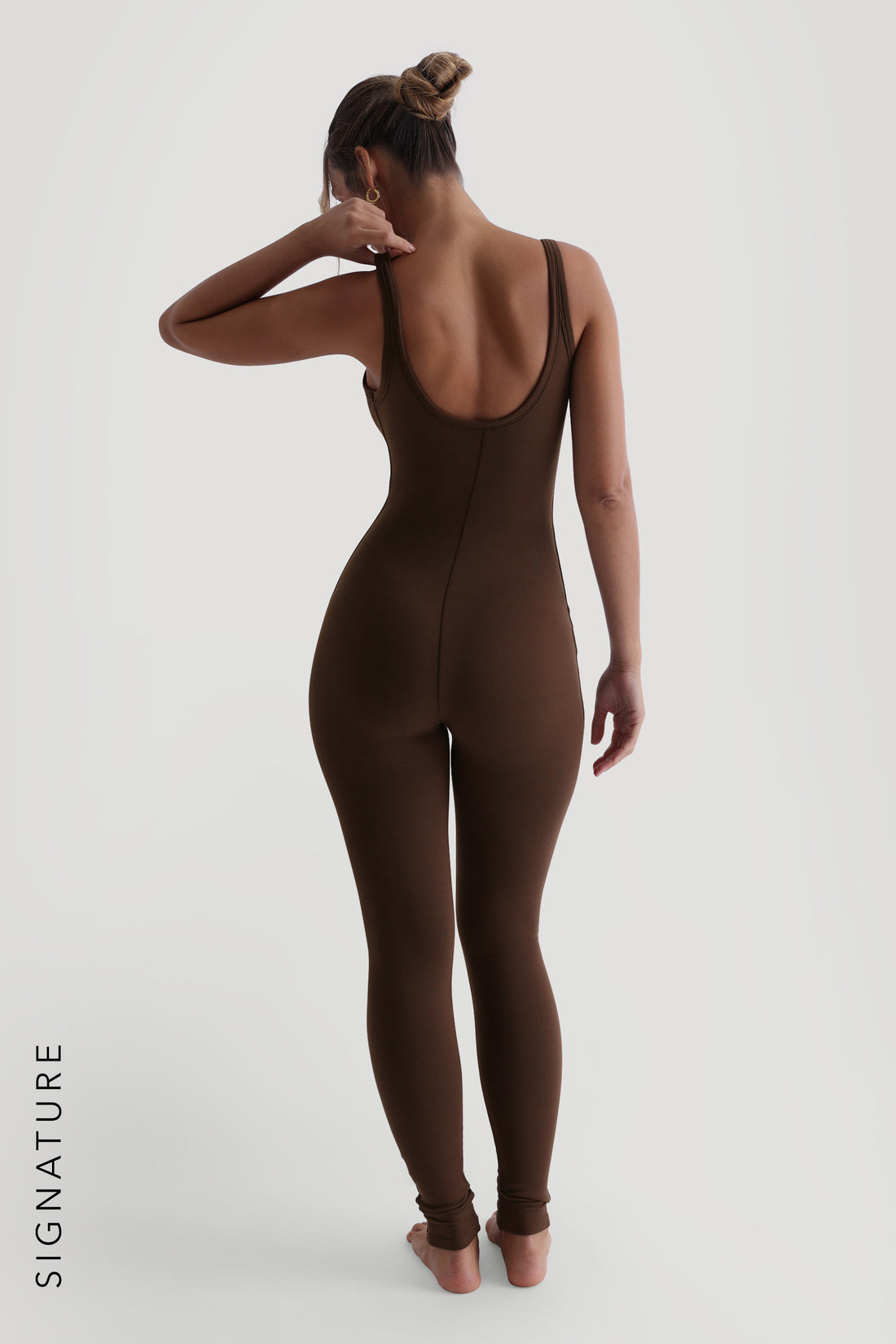 Banded Scoop Neck Jumpsuit - Cocoa