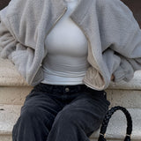 Sherpa Oversized Zip-Up Jacket - Moon