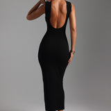 True Boat Neck Maxi Dress - Black