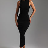 True Boat Neck Maxi Dress - Black