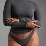 Refined Long Sleeve Turtleneck T-Shirt - Dark Stone Gray