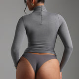 Refined Long Sleeve Turtleneck T-Shirt - Stone Gray