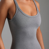 Banded Scoop Neck Jumpsuit - Stone Gray
