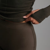 Form-Ribbed High-Rise Turtleneck Long Sleeve T-Shirt - Charcoal