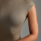Cap Sleeve Open-Back Mini Dress - Latte Taupe