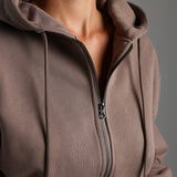 Key Kurzer Hoodie mit Reißverschluss - Warm Mocha