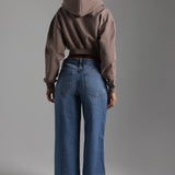 Key Kurzer Hoodie mit Reißverschluss - Warm Mocha
