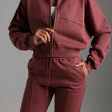 Oversized Bomber Fit Jacket - Vintage Berry