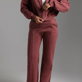 Oversized Bomber Fit Jacket - Vintage Berry