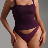 Form-Ribbed Open-Back Tank Top - Grape