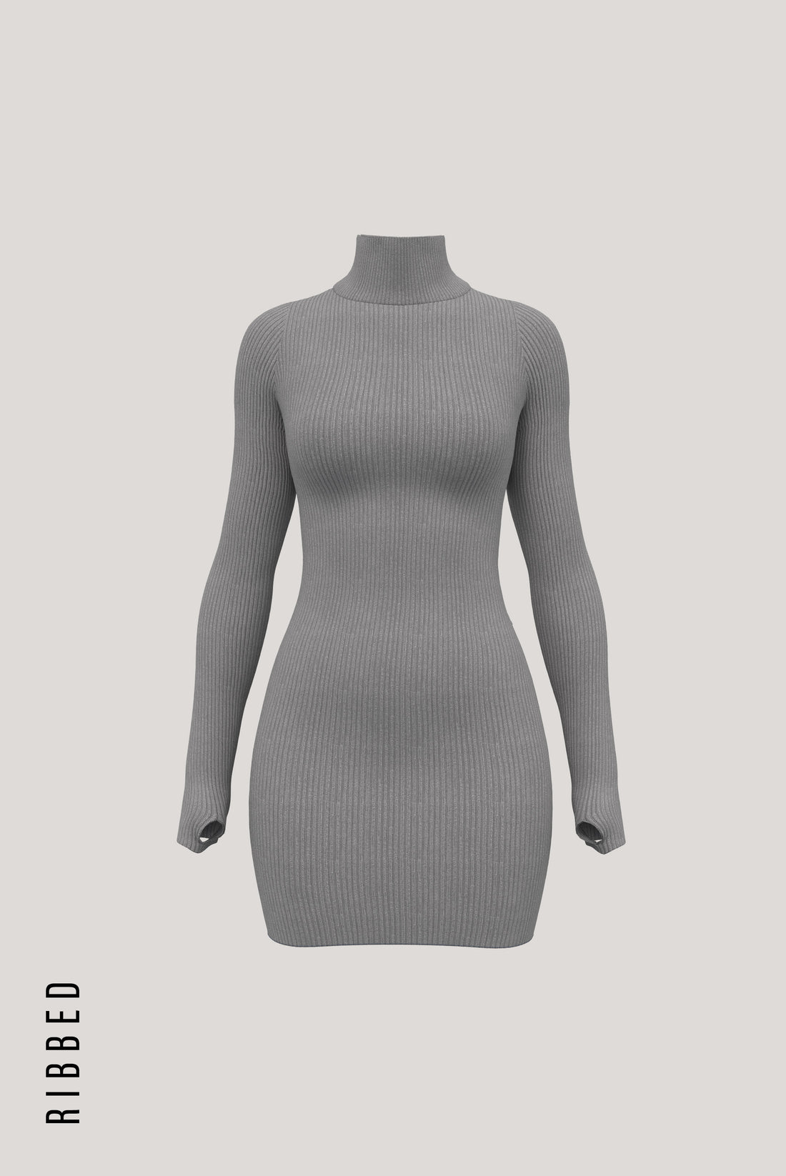 Kendall Ribbed Mini Dress - Gray