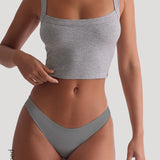 Staple Micro-Ribbed Crop Top - Heather Gray