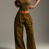 The Meridian Wide-Leg Trousers - Olive Oil