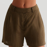 The Ivy Linen Shorts - Terra
