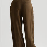 The Ivy Wide-Leg Linen Trousers - Terra