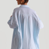 The Oversized Linen Button-Down Top - Celeste