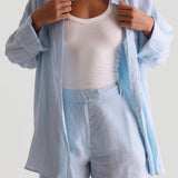 The Oversized Linen Button-Down Top - Celeste