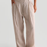 The Ivy Wide-Leg Linen Trousers - Sand