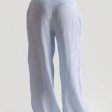 The Ivy Wide-Leg Linen Trousers - Celeste