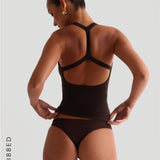 Form-Ribbed Split-Back Tank Top - Terra